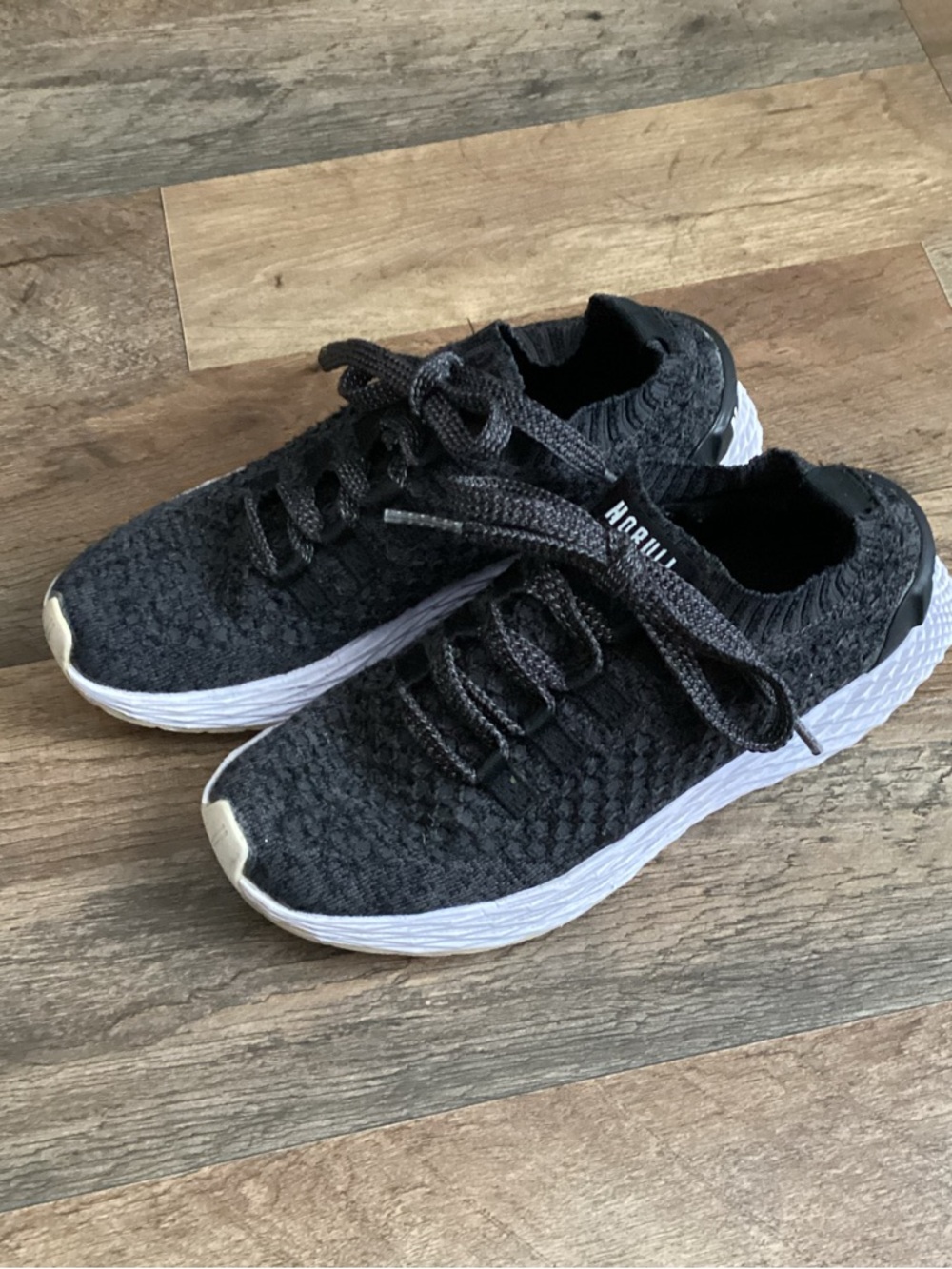 NOBULL Black Knit Slip-On Sneakers with White Sole